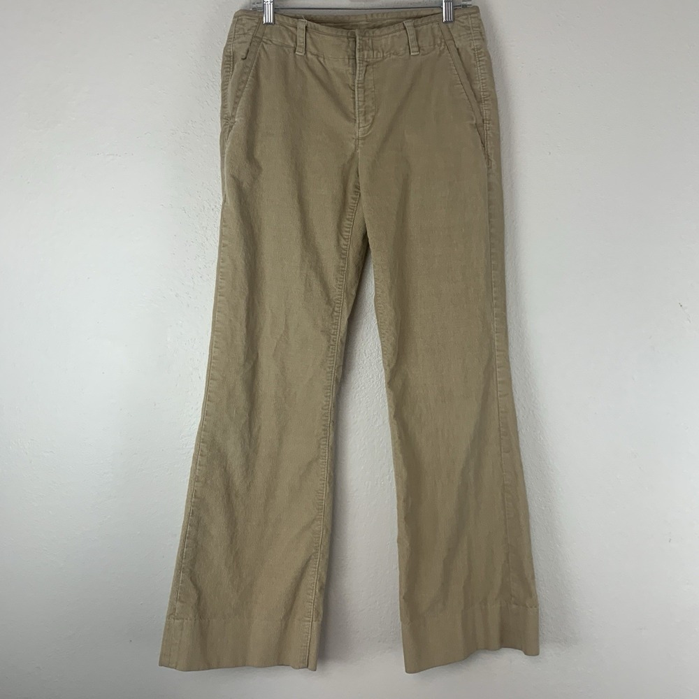 Vintage Y2K Banana Republic Pants 6 Khaki Corduroy‎ Boot Flare Chino Stretch Tan